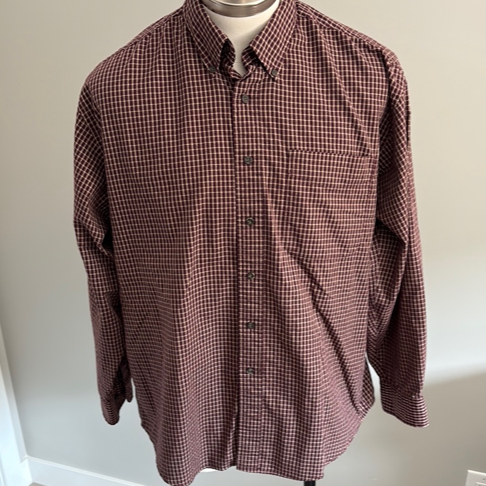 Haggar Generations Red and Brown Checkered Shirt
